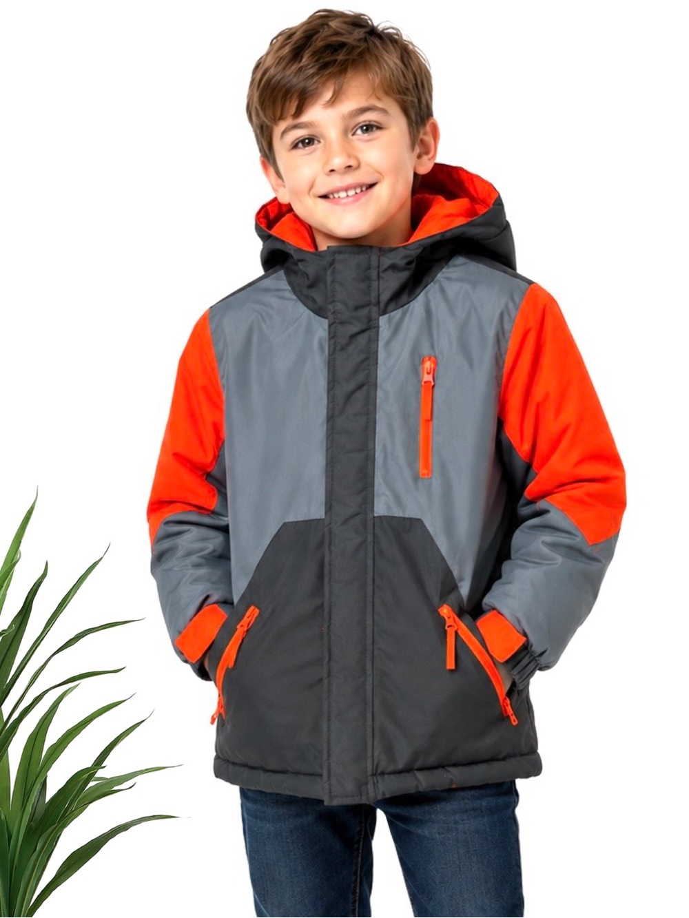 The Children’s Place Boys Colorblock Hooded Puffer Winter Jacket Size 7/8 M